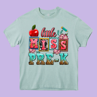 Little Miss Pre K Heavy Core Tee Designed By Adodesignshop