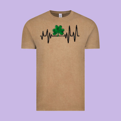Shamrock Heartbeat Vintage Tee Designed By Maliassmallbusiness