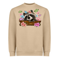 Mushroom raccoon with flowers Heavyweight Sweatshirt - MaliasSmallBusiness