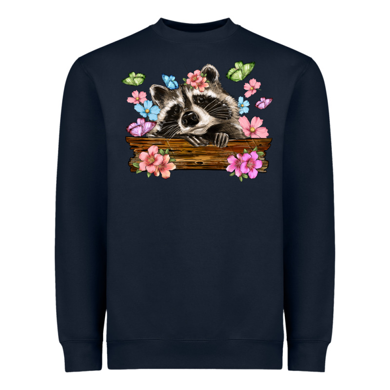 Raccoon With Flowers Heavyweight Sweatshirt by MaliasSmallBusiness | Teevron