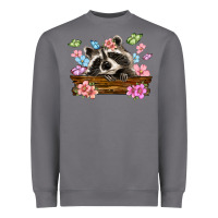 Storm raccoon with flowers Heavyweight Sweatshirt - MaliasSmallBusiness