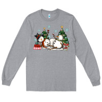 Heather Grey christmas snowmen with wine Long Sleeve Tee - MaliasSmallBusiness