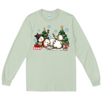 Matcha christmas snowmen with wine Long Sleeve Tee - MaliasSmallBusiness