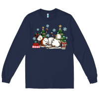 Navy christmas snowmen with wine Long Sleeve Tee - MaliasSmallBusiness