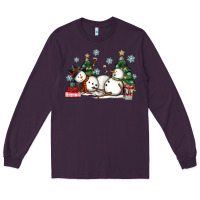 Plum christmas snowmen with wine Long Sleeve Tee - MaliasSmallBusiness