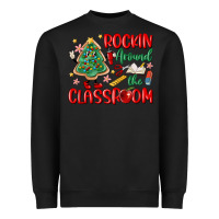 Black rockin around the clasroom teacher Heavyweight Sweatshirt - MaliasSmallBusiness