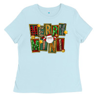 Baby Blue Christmas merry mini Ladies Tee - FaDigitalArtStudio