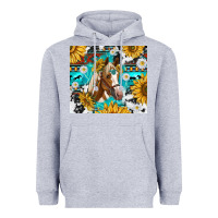 Heather Grey cowhide aztec horse Heavyweight Hoodie - TumblerDesignByShophia