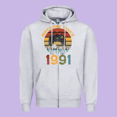 Awesome Since 1991 Zipper Hoodie Designed By Bettercallsaul