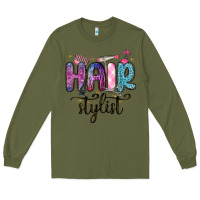 Army Green hair stylist Long Sleeve Tee - MaliasSmallBusiness