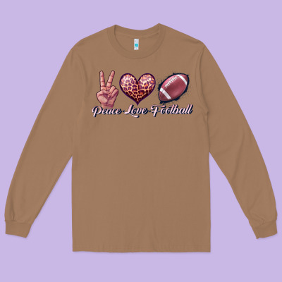 Peace Love Football Long Sleeve Tee Designed By Jahusdesignshop