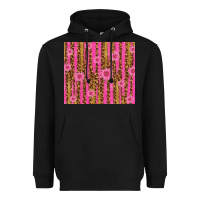Black glitter pink stripe leopard pattern with flowers Heavyweight Hoodie - TumblerDesignByShophia