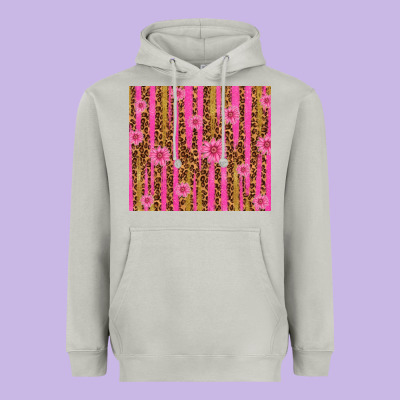 Glitter Pink Stripe Leopard Pattern With Flowers Heavyweight Hoodie Designed By Tumblerdesignbyshophia