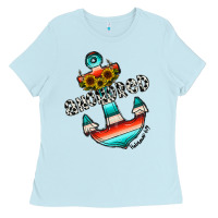 Baby Blue anchored Ladies Tee - CowhideDigitalArt