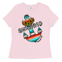 Bubblegum Pink anchored Ladies Tee - CowhideDigitalArt