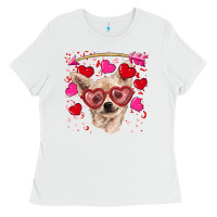 White valentine's day  chihuahua Ladies Tee - RanaPortraitStore