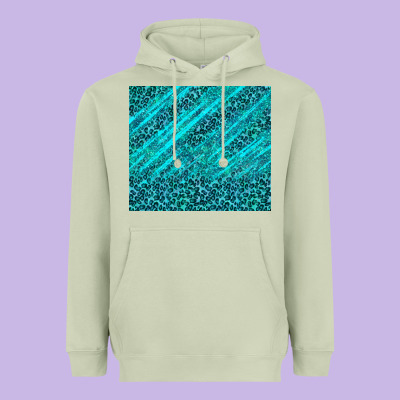 Blue Glitter With Leopard Pattern Heavyweight Hoodie Designed By Tumblerdesignbyshophia