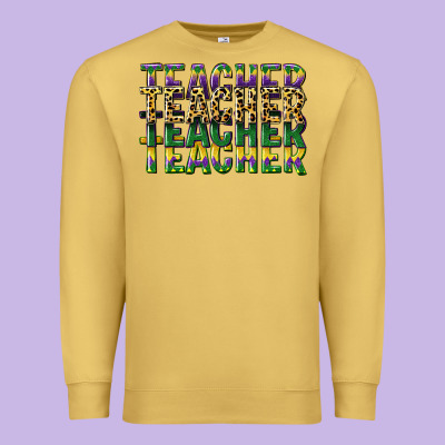 Teacher Mardi Gras Premium Sweatshirt Designed By Cowgirlartshop