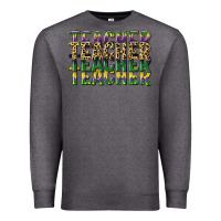 Charcoal Heather teacher mardi gras Premium Sweatshirt - CowGirlArtShop