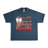 Midnight Navy coffee gives me mother powers Urban Heavy Tee - MaliasSmallBusiness