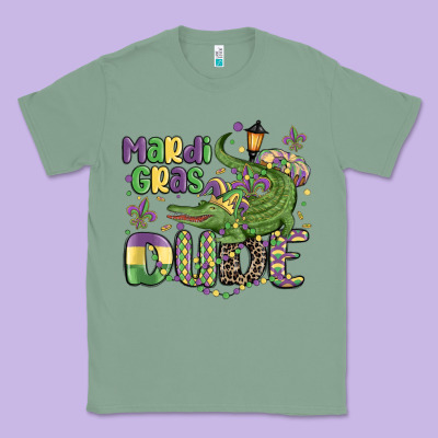 Mardi Gras Dude Alligator Classic Tee Designed By Maliassmallbusiness