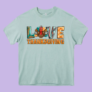 Love Thanksgiving Western Turkey Heavy Core Tee Designed By Barkaloodesign