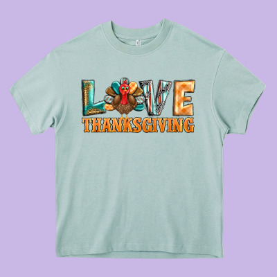 Love Thanksgiving Western Turkey Heavy Core Tee Designed By Barkaloodesign