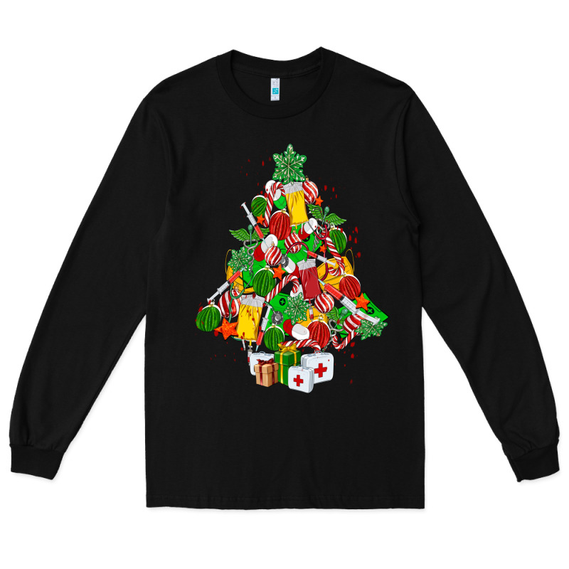 Nurse Christmas Tree Long Sleeve Tee by MaliasSmallBusiness | Teevron