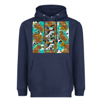 Navy cowhide mama with rustic teal wood Heavyweight Hoodie - TumblerDesignByShophia