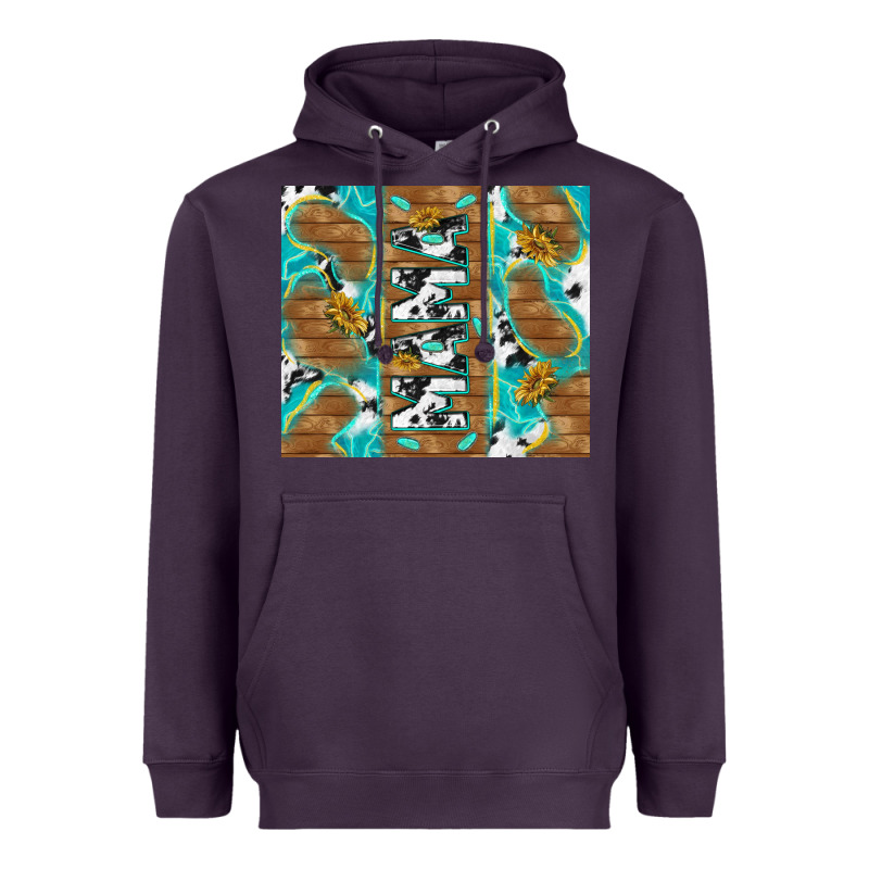 Cowhide Mama With Rustic Teal Wood Heavyweight Hoodie by TumblerDesignByShophia | Teevron