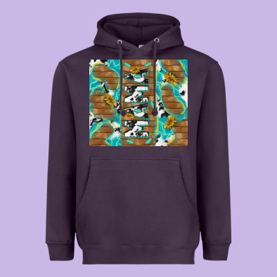 Cowhide Mama With Rustic Teal Wood Heavyweight Hoodie Designed By Tumblerdesignbyshophia
