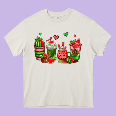 Watermelon Coffee Cups Heavy Core Tee Designed By Adodesignshop