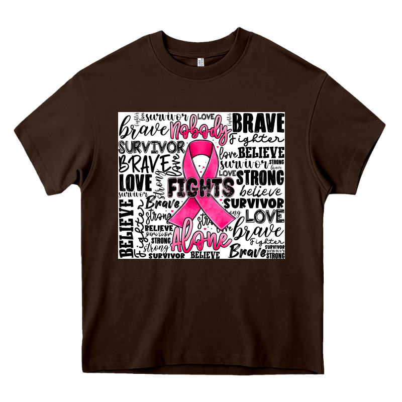 Breast Cancer Nobody Fights Alone Heavy Core Tee by JahusDesignShop | Teevron