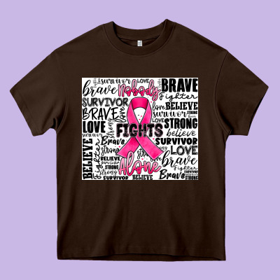 Breast Cancer Nobody Fights Alone Heavy Core Tee Designed By Jahusdesignshop