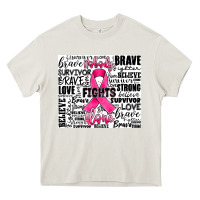 Cream breast cancer nobody fights alone Heavy Core Tee - JahusDesignShop