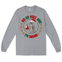 Heather Grey ho ho holly shit skeleton santa Long Sleeve Tee - MaliasSmallBusiness