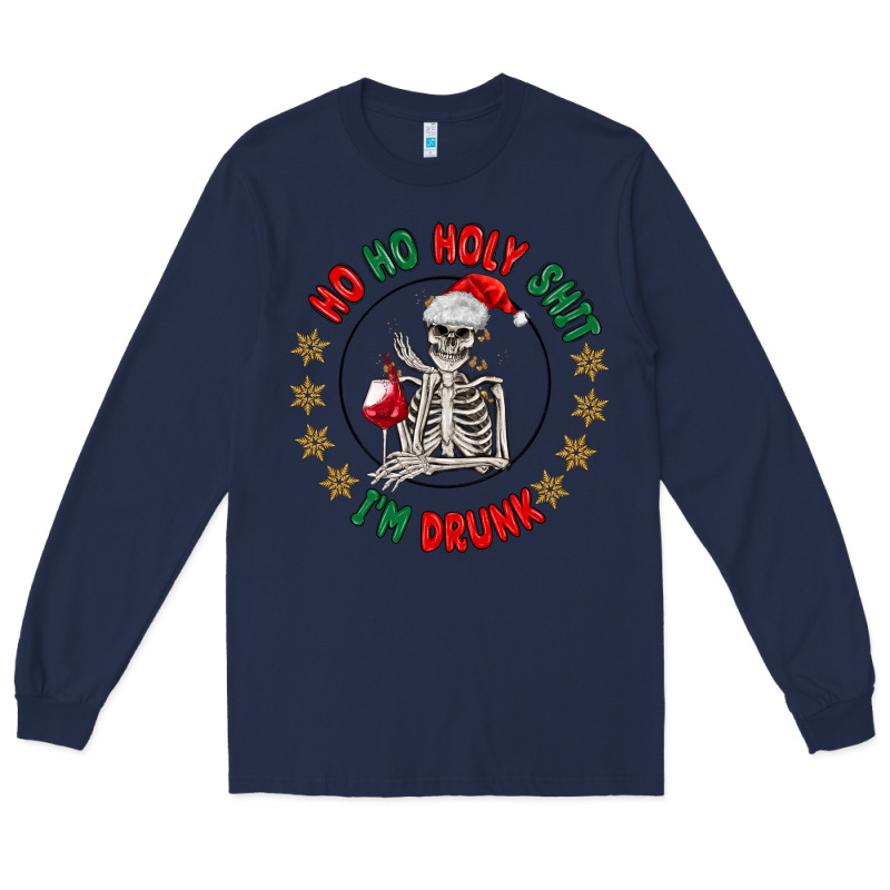 Ho Ho Holly Shit Skeleton Santa Long Sleeve Tee by MaliasSmallBusiness | Teevron