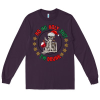 Plum ho ho holly shit skeleton santa Long Sleeve Tee - MaliasSmallBusiness