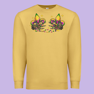 Skeleton Hands Mardi Gras Premium Sweatshirt Designed By Cowgirlartshop