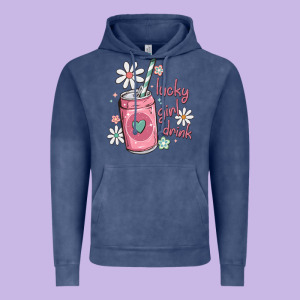Lucky Girl Drink Vintage Hoodie Designed By Maliassmallbusiness