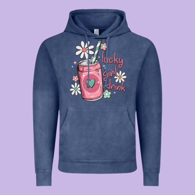 Lucky Girl Drink Vintage Hoodie Designed By Maliassmallbusiness