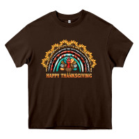 Chocolate Brown happy thanksgiving rainbow Heavy Core Tee - BarkalooDesign
