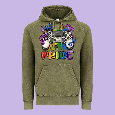 Gaymer Pride Vintage Hoodie Designed By Maliassmallbusiness