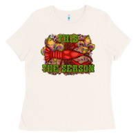 Mardi Gras This The Season Crawfish Fleur De Lis Ladies Tee | Teevron
