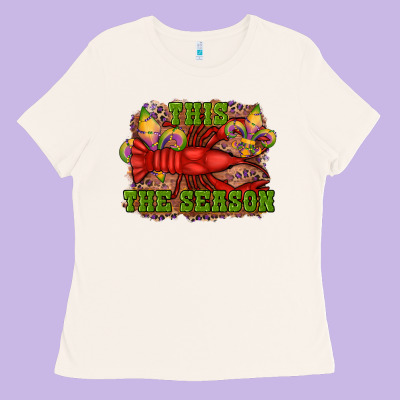 Mardi Gras This The Season Crawfish Fleur De Lis Ladies Tee Designed By Ranaportraitstore