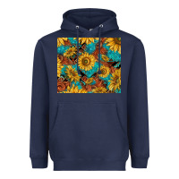 Navy rustic sunflowers Heavyweight Hoodie - TumblerDesignByShophia