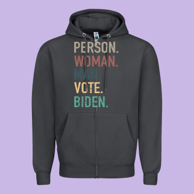 Person Woman Man Vote Biden Zipper Hoodie Designed By Bettercallsaul