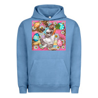 Pigment Pebble Blue Easter Bunny And Egg With Leopard Pattern Tumbler Urban Hoodie - BundleAndBundleShop