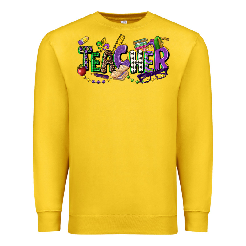Teacher Mardi Gras Premium Sweatshirt by CowGirlArtShop | Teevron