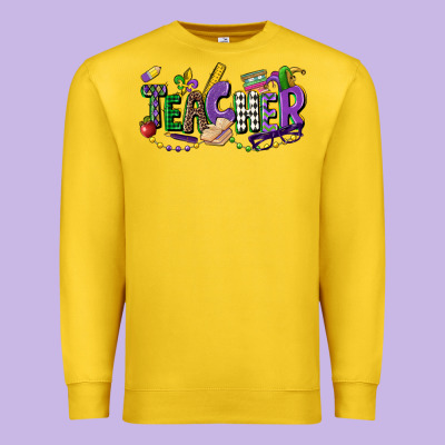 Teacher Mardi Gras Premium Sweatshirt Designed By Cowgirlartshop